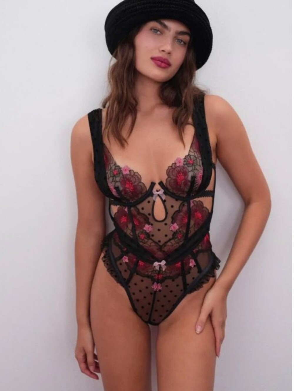 For Love & Lemons Zinnia Embroidered Bodysuit